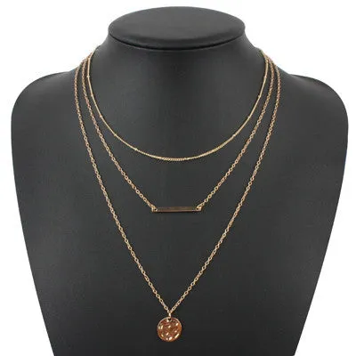 turquoise crystal bead round bar charm gold chain necklace multi layer statement necklaces amp pendants women summer jewelry