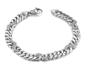 Two Tone Diamond Figure Eight Diamond Bracelet with 0.85 ct.(finished) 1.5mm, 1.8mm, 2.2mm