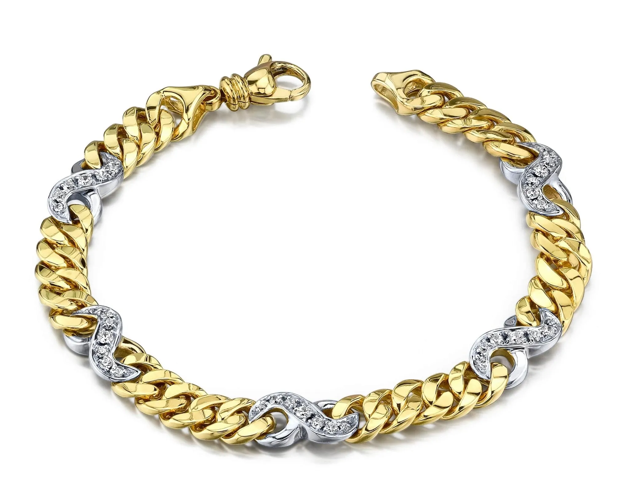 Two Tone Diamond Figure Eight Diamond Bracelet with 0.85 ct.(finished) 1.5mm, 1.8mm, 2.2mm