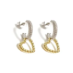 Two Tones Rope Heart Hoops