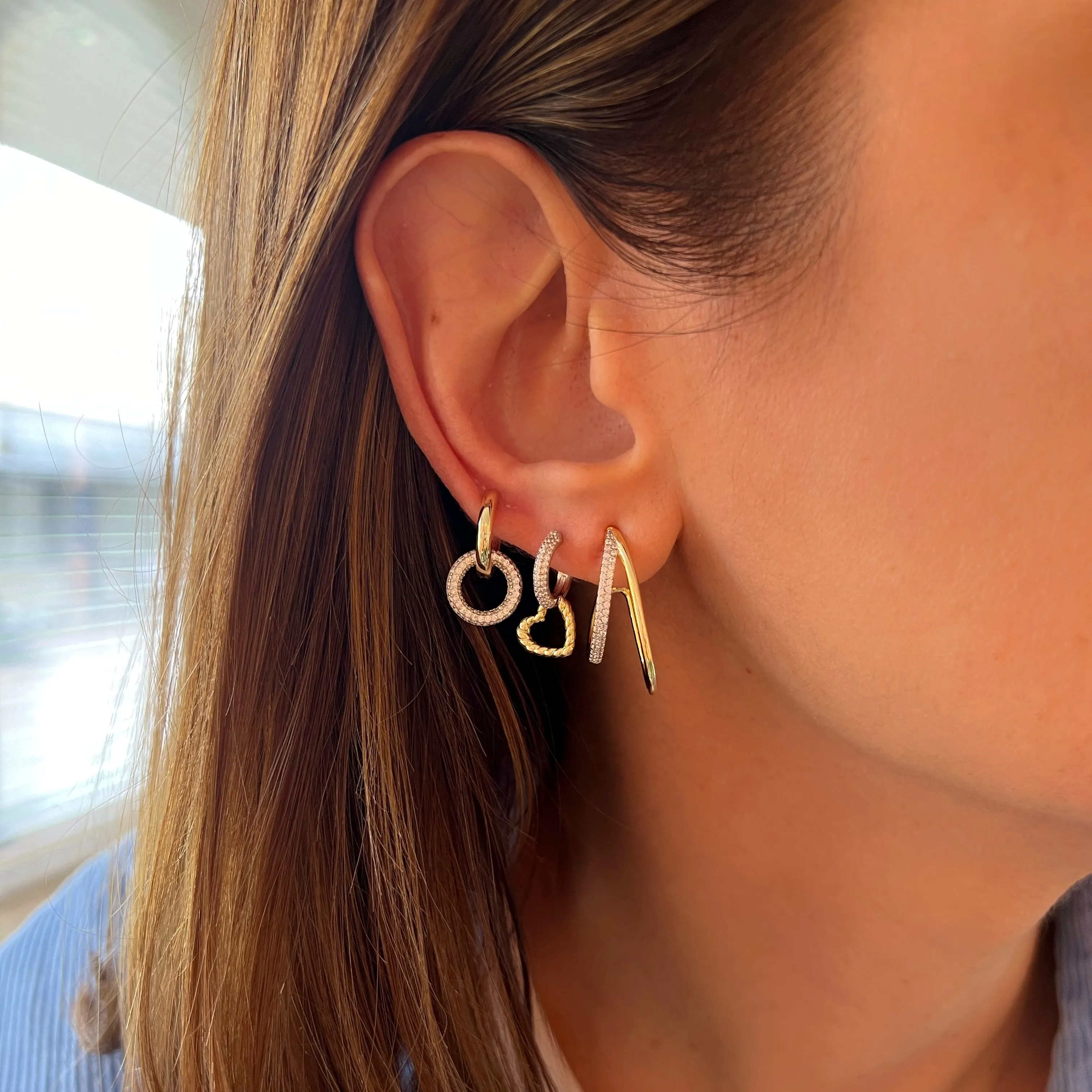 Two Tones Rope Heart Hoops