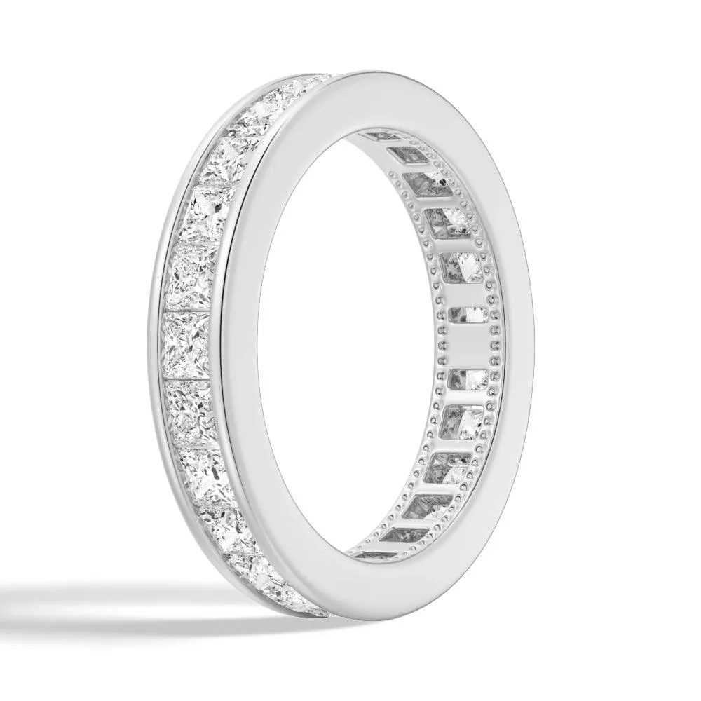 Unique Cinderella Staircase Princess Cut Moissanite Couple's Ring Set with Men's Wedding Band