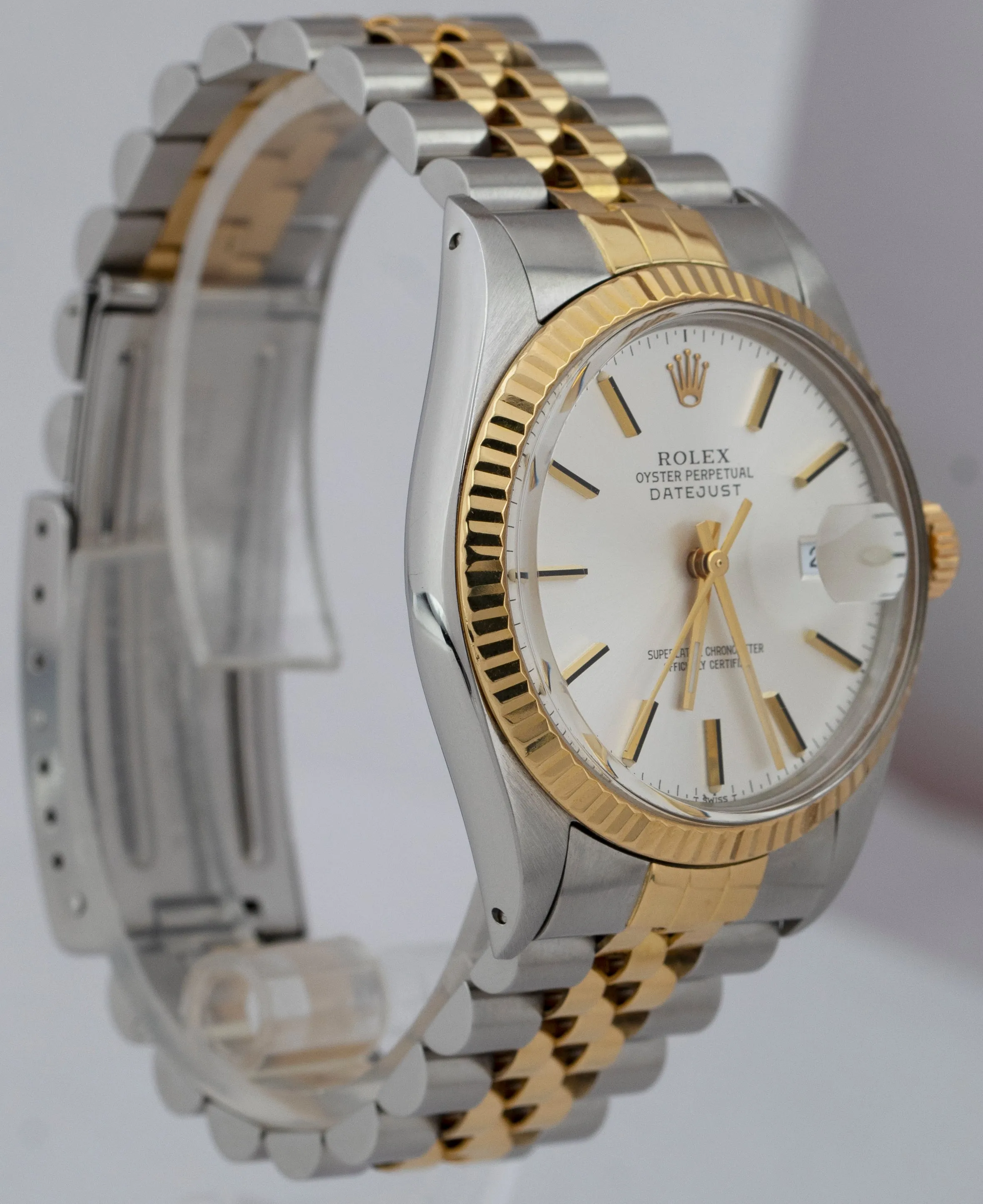 UNPOLISHED Rolex DateJust 36mm Silver 18K Gold Steel Two-Tone Watch 16013