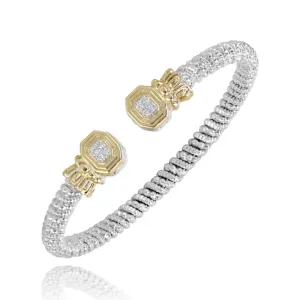 Vahan Sterling Silver and 14k Yellow Gold Moiré Beaded® Bangle Bracelet – 22682D04