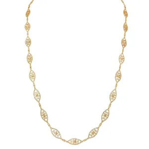 Victorian 18 Karat Yellow Gold Antique Fancy Rope Navette Link Chain Necklace