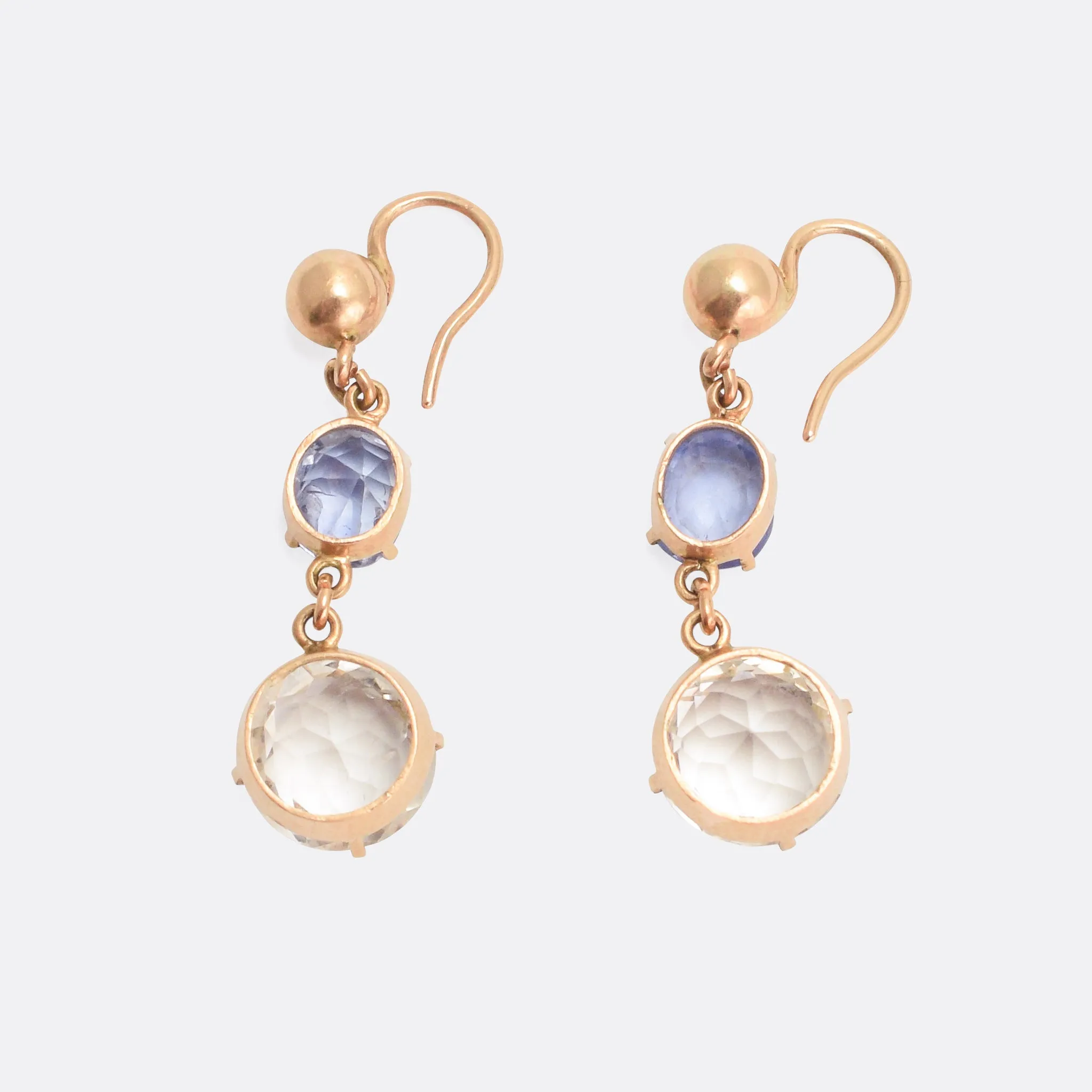 Victorian Ceylon & White Sapphire Drop Earrings