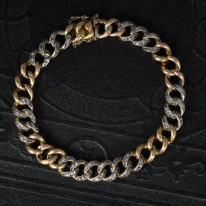Victorian Rose Diamond 15k Gold Curb-Link Bracelet