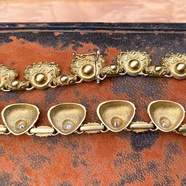 Vintage Diamond Textured Link Necklace
