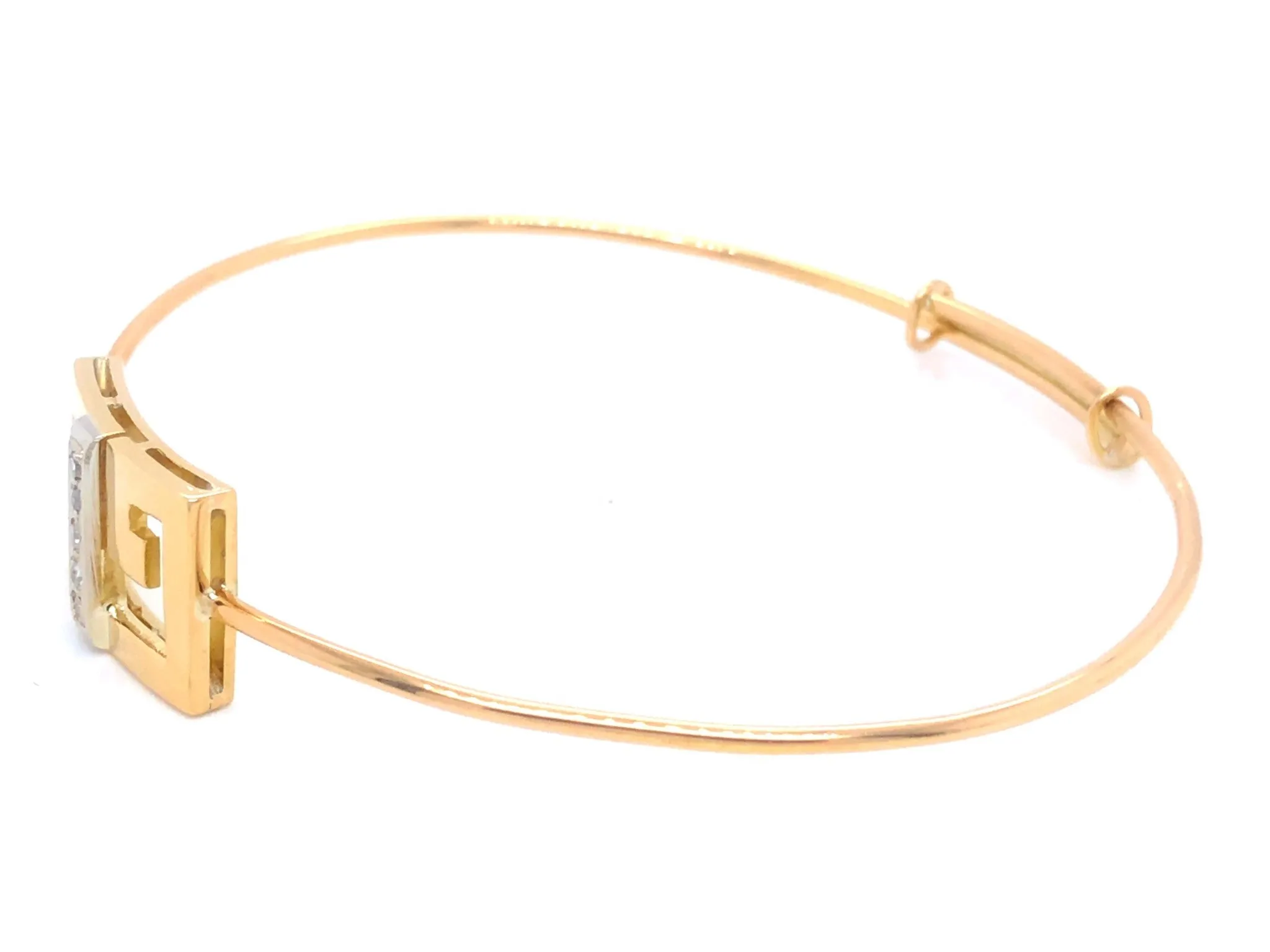 Vintage Gucci Logo Gold and Diamond Bracelet - 18k Yellow Gold