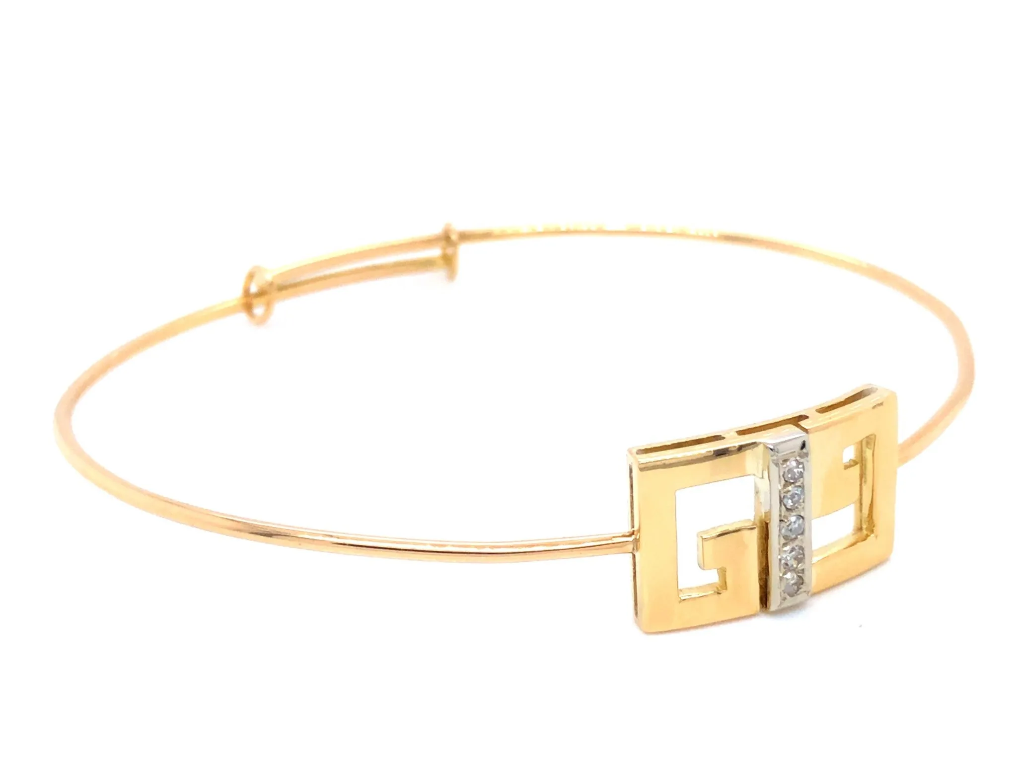Vintage Gucci Logo Gold and Diamond Bracelet - 18k Yellow Gold