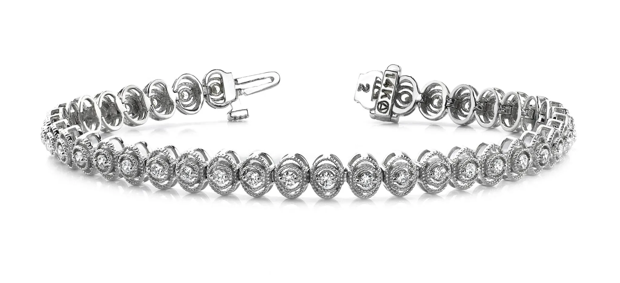 Vintage Oval Link Diamond Bracelet with 1.29 ct.(finished) 2.0mm