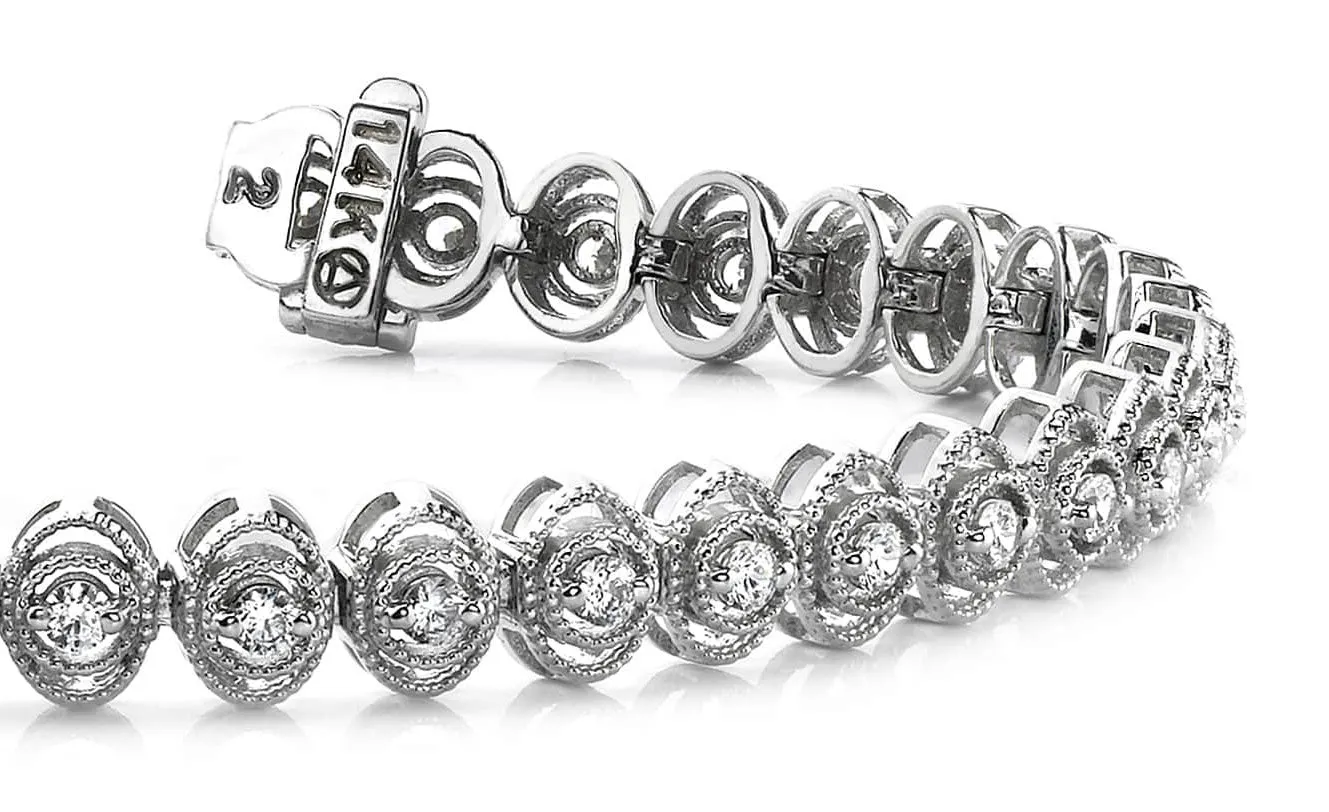 Vintage Oval Link Diamond Bracelet with 1.29 ct.(finished) 2.0mm