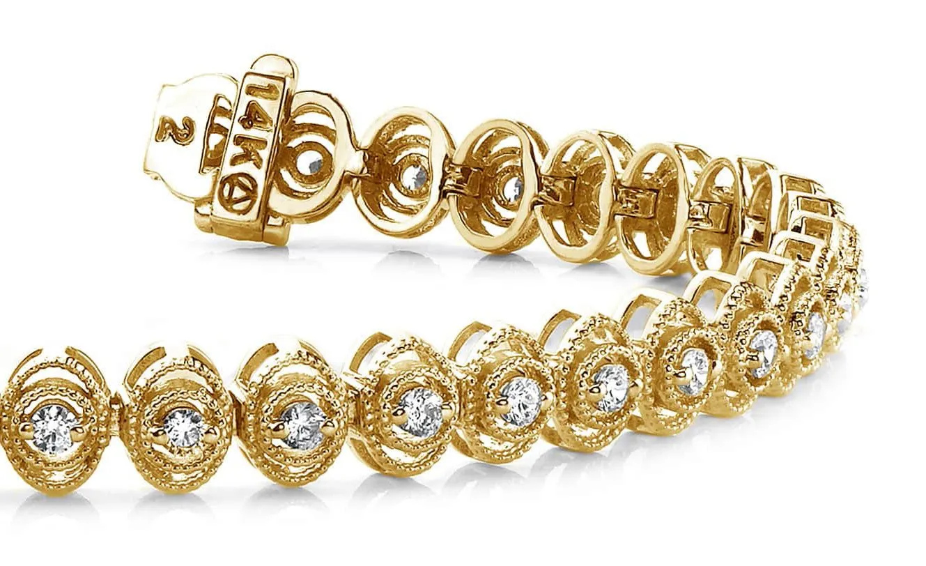 Vintage Oval Link Diamond Bracelet with 1.29 ct.(finished) 2.0mm