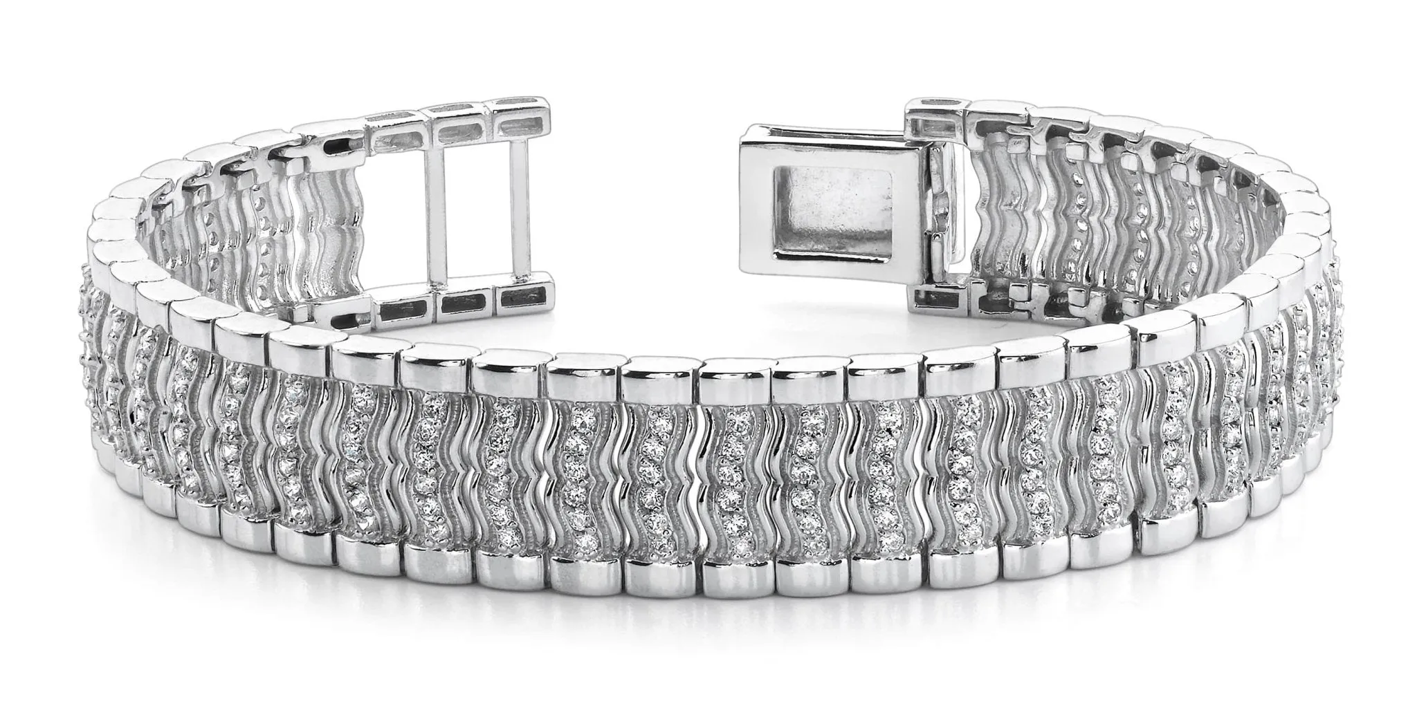 Wavy Diamond Link Mens Diamond Bracelet with 3.02 ct.(finished) 1.5mm