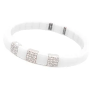 White Ceramic and Diamond Aura Bracelet