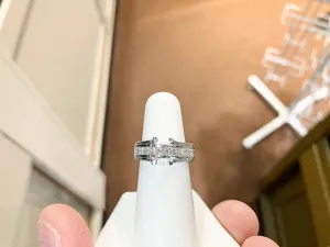 White Gold Princess Cut Natural Diamond Ring Mounting