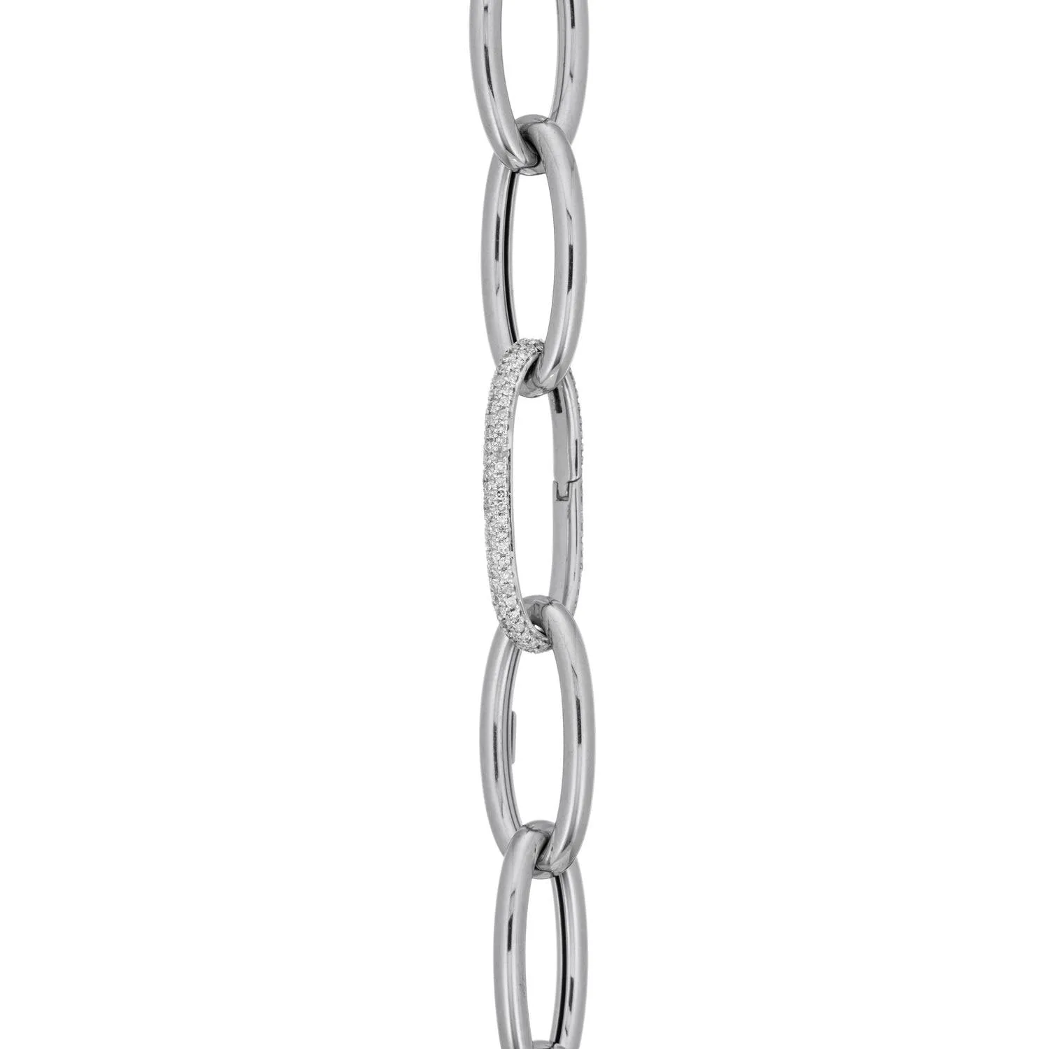 White Square & Oval Carabiner with Assorted Links Chain Necklaces