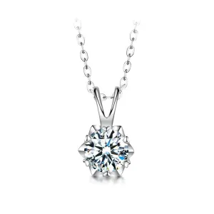 Wholesale Women's Round Moissanite Necklace in 925 Sterling Silver