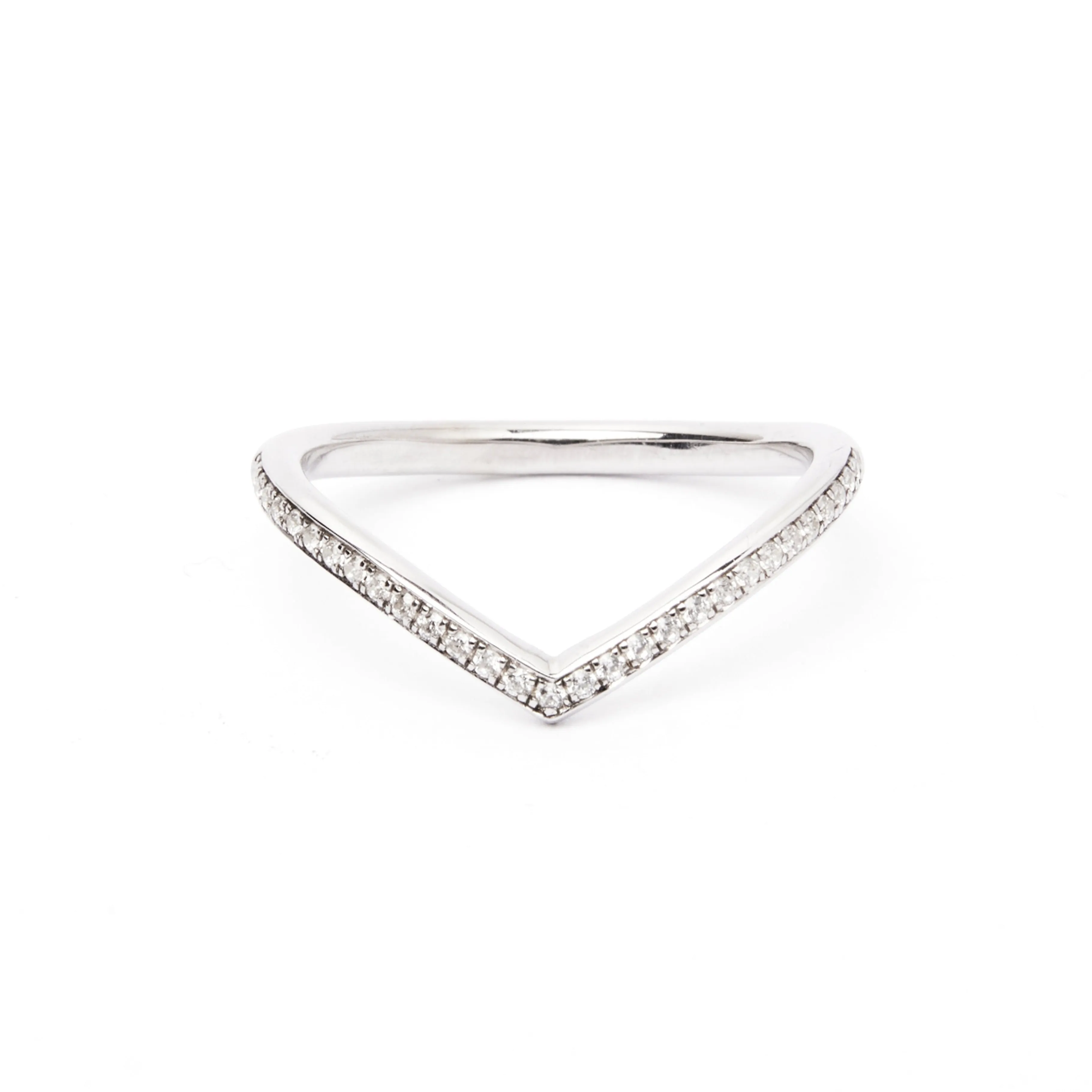 Wishbone Half Eternity Wedding Ring With Natural Diamonds