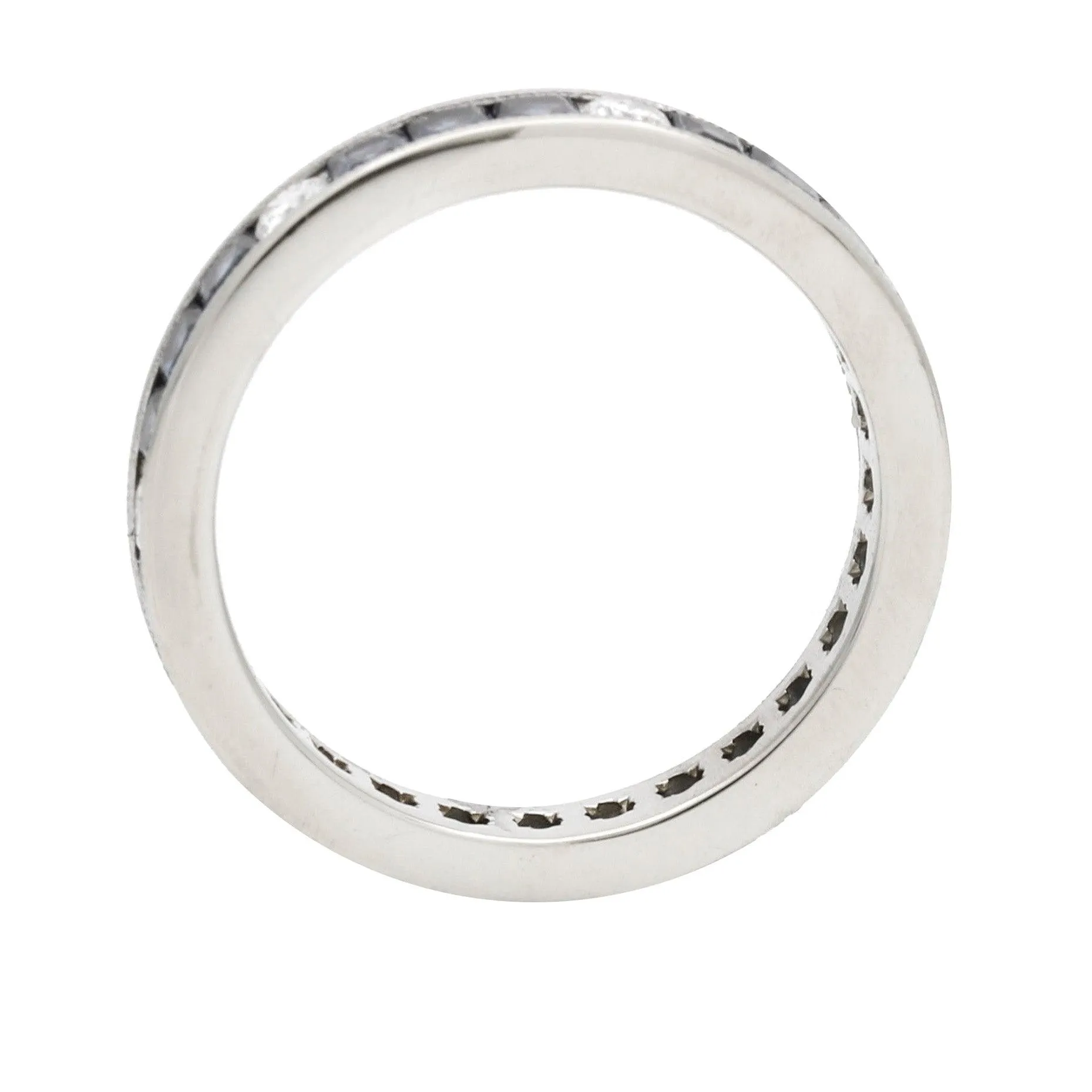 Women's Blue Sapphire Diamond Channel Set Anniversary Band 18k White Gold Ring