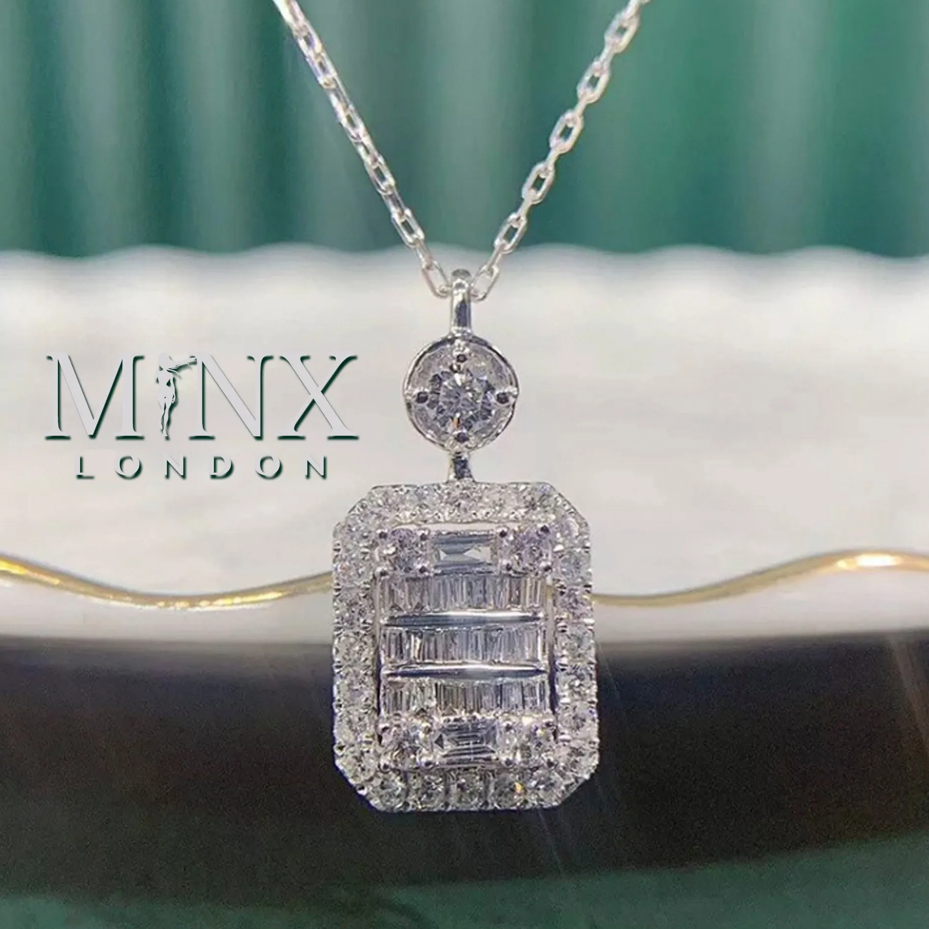Womens Diamond Necklace | Diamond Necklace | Womens Necklace | Baguette Diamond Necklace | Womens Charm Necklace | Womens Diamond Pendant