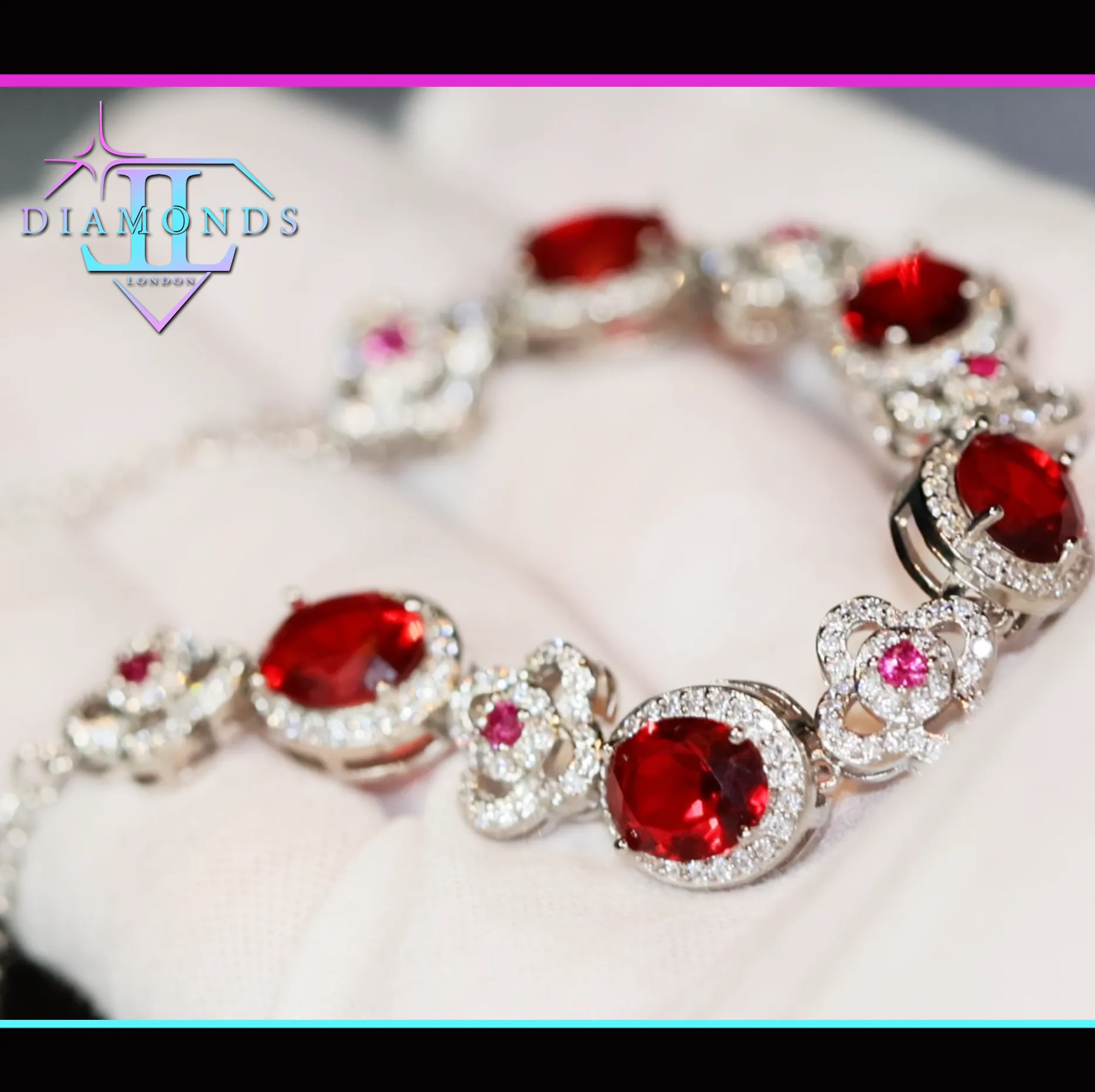 Womens Red Diamond Bracelet | Ruby Bracelet | Red Diamond Bracelet