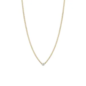 X-Small Diamond Curb Chain Necklace in Yellow Gold