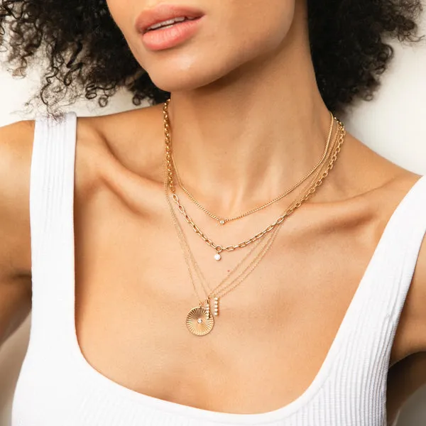 X-Small Diamond Curb Chain Necklace in Yellow Gold