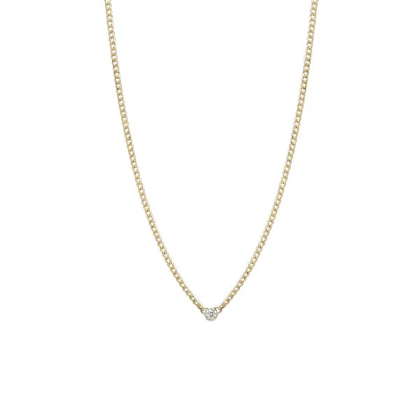 X-Small Diamond Curb Chain Necklace in Yellow Gold