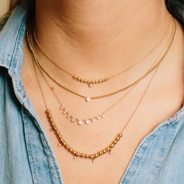 X-Small Diamond Curb Chain Necklace in Yellow Gold