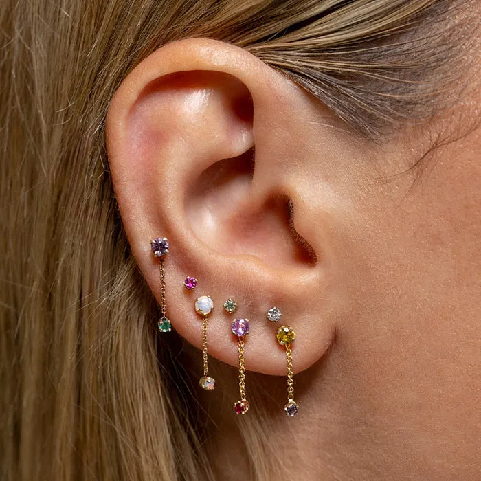 Yellow and Purple Sapphire Waterfall Single Stud
