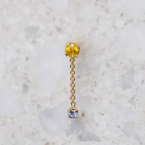 Yellow and Purple Sapphire Waterfall Single Stud