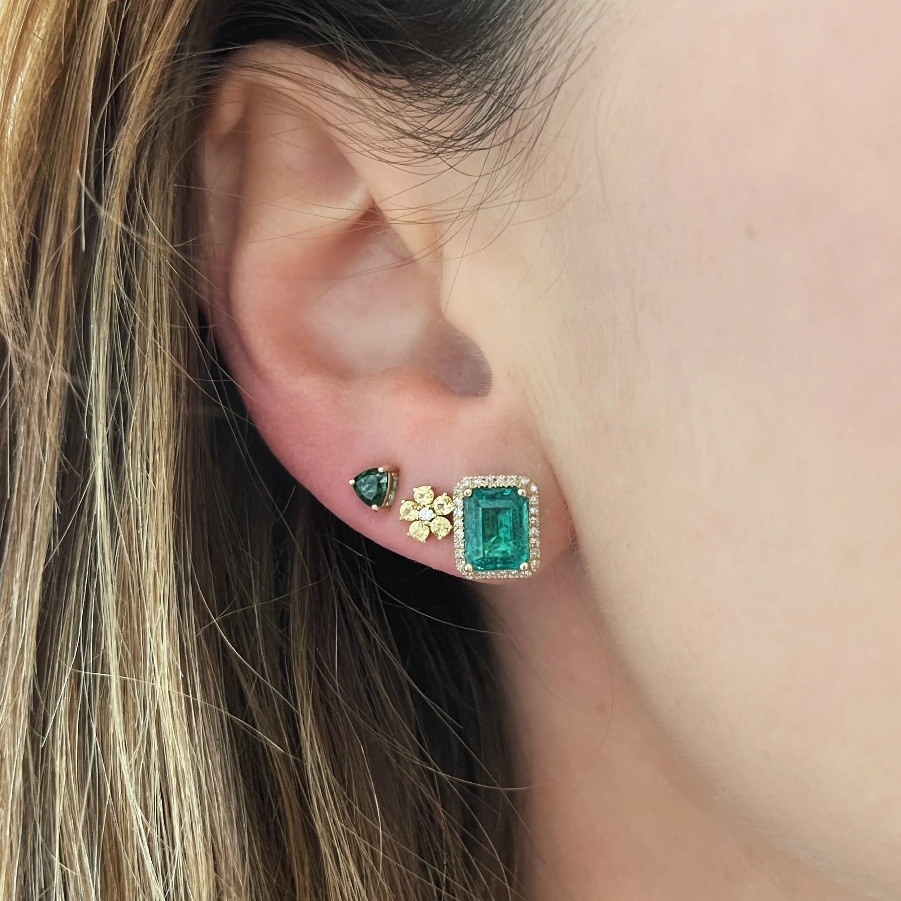 Yellow or Pink Sapphire Flower Child Stud Earrings