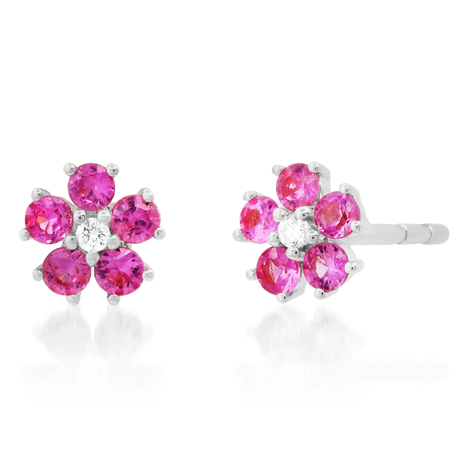Yellow or Pink Sapphire Flower Child Stud Earrings