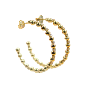 Zirconia and 18k Gold Filled 2” Beaded Hoop Earrings