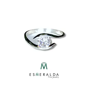 Zirconia Solitaire Silver Ring